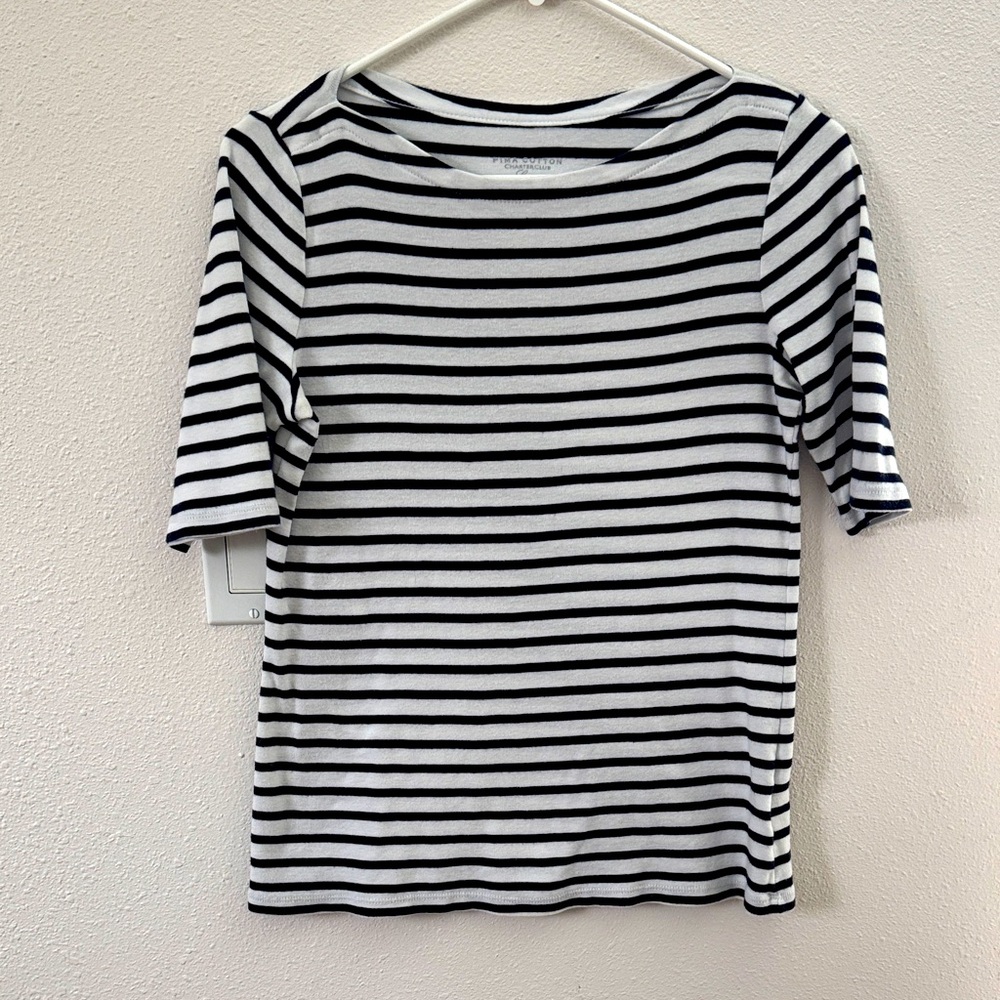 Charter Club Luxury Black and White Striped Tee
